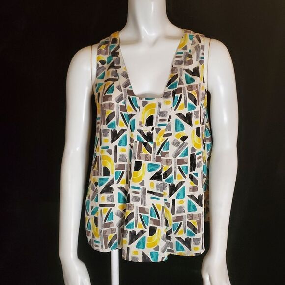 Zara Basic White, Gray, Teal, & Yellow Tank Top (XS) - Picture 2 of 5